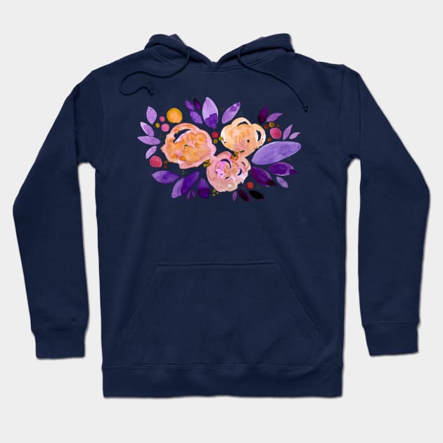 Watercolor flower bouquet - orange and purple Hoodie by wackapacka